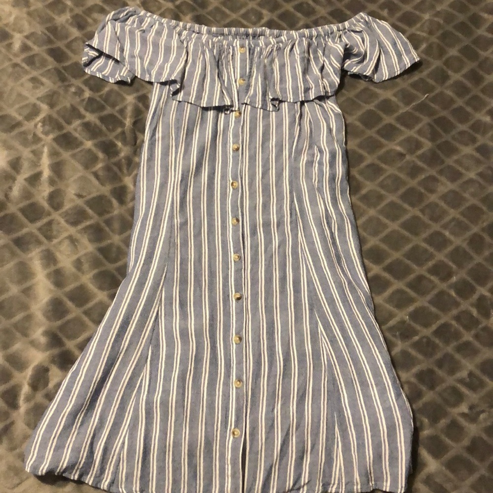 XS American Eagle blue and white striped dress